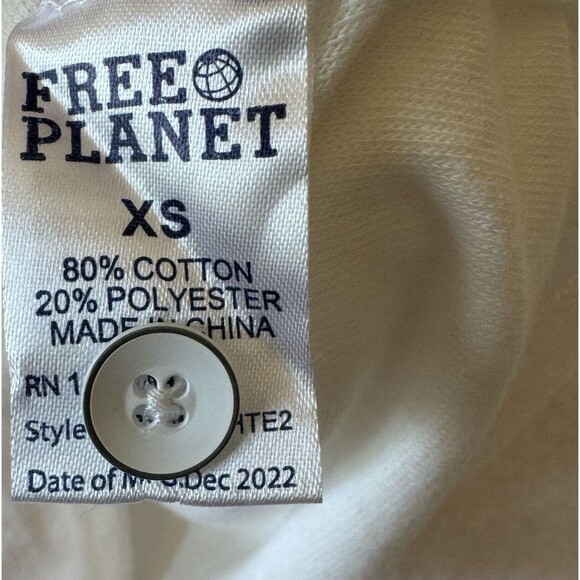 FREE PLANET Size XS LOT OF TWO Shirts Navy & White Terry‎ Cloth Button Front Top - Picture 12 of 16